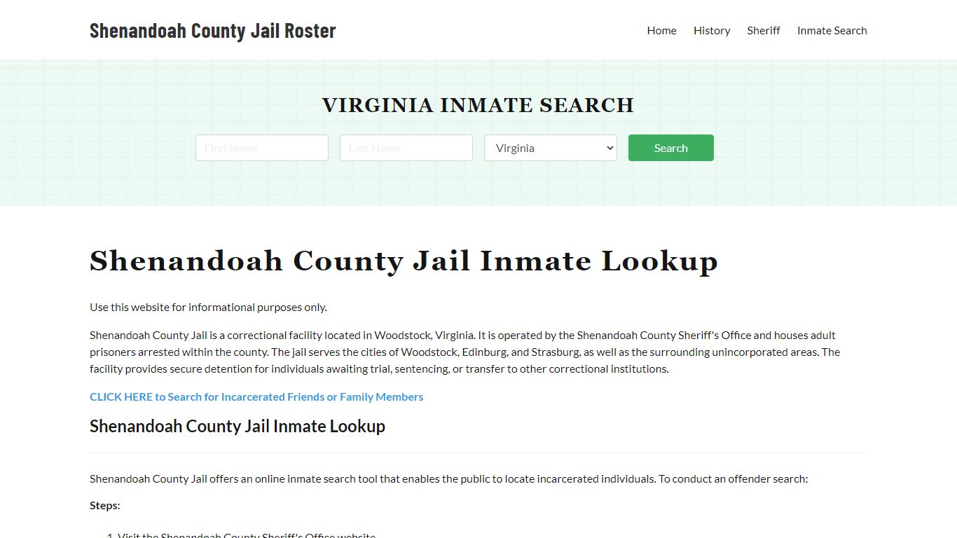 Shenandoah County Jail Roster Lookup, VA, Inmate Search