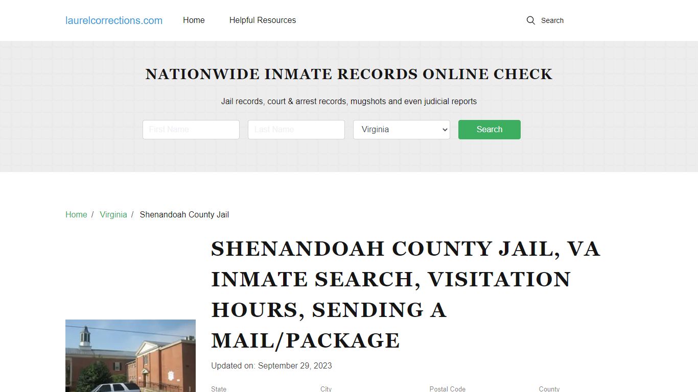Shenandoah County Jail, VA Inmate Search, Visitation Hours