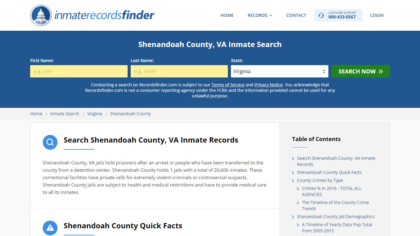 Shenandoah County, VA Inmate Lookup & Jail Records Online