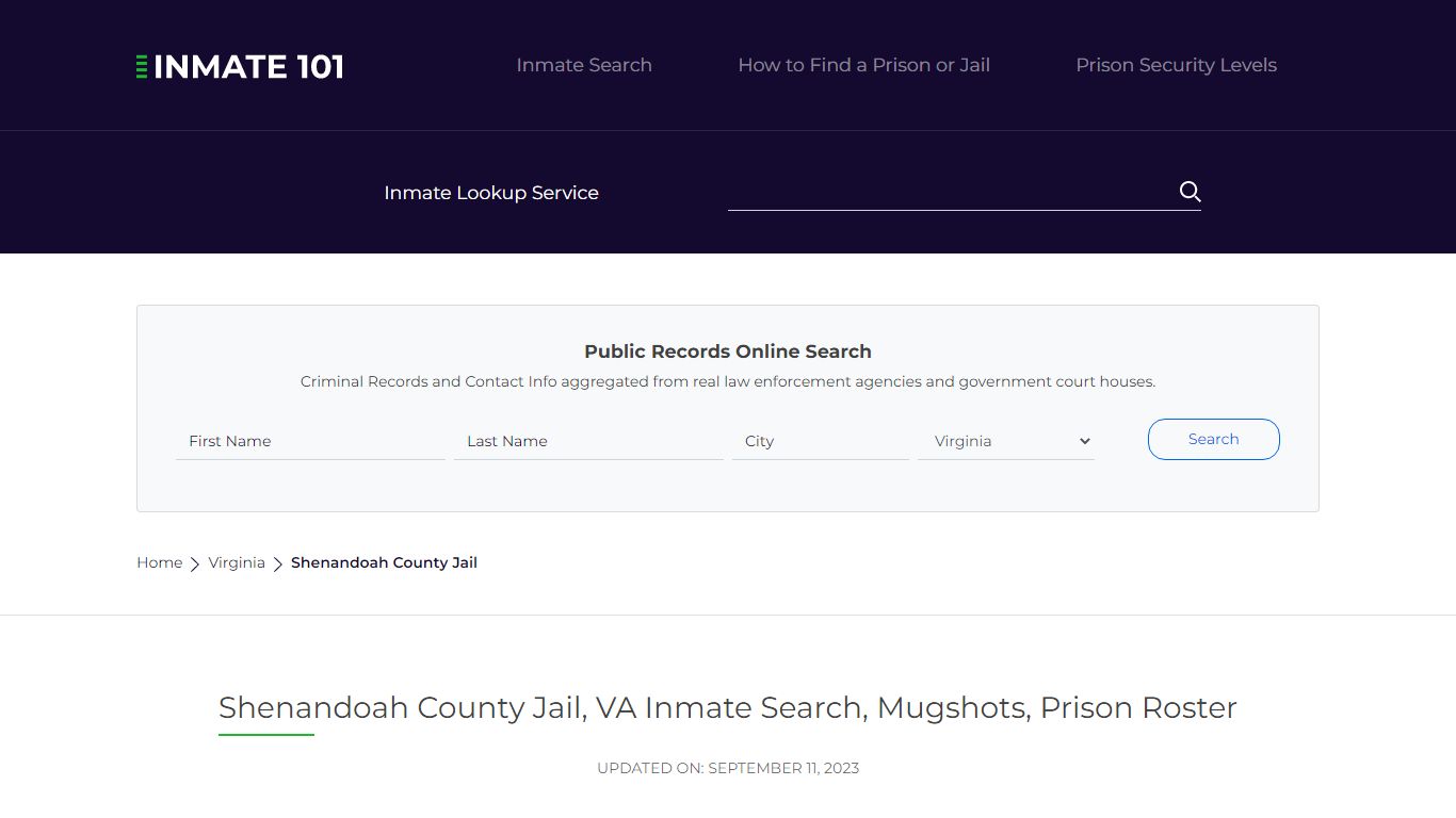 Shenandoah County Jail, VA Inmate Search, Mugshots, Prison Roster